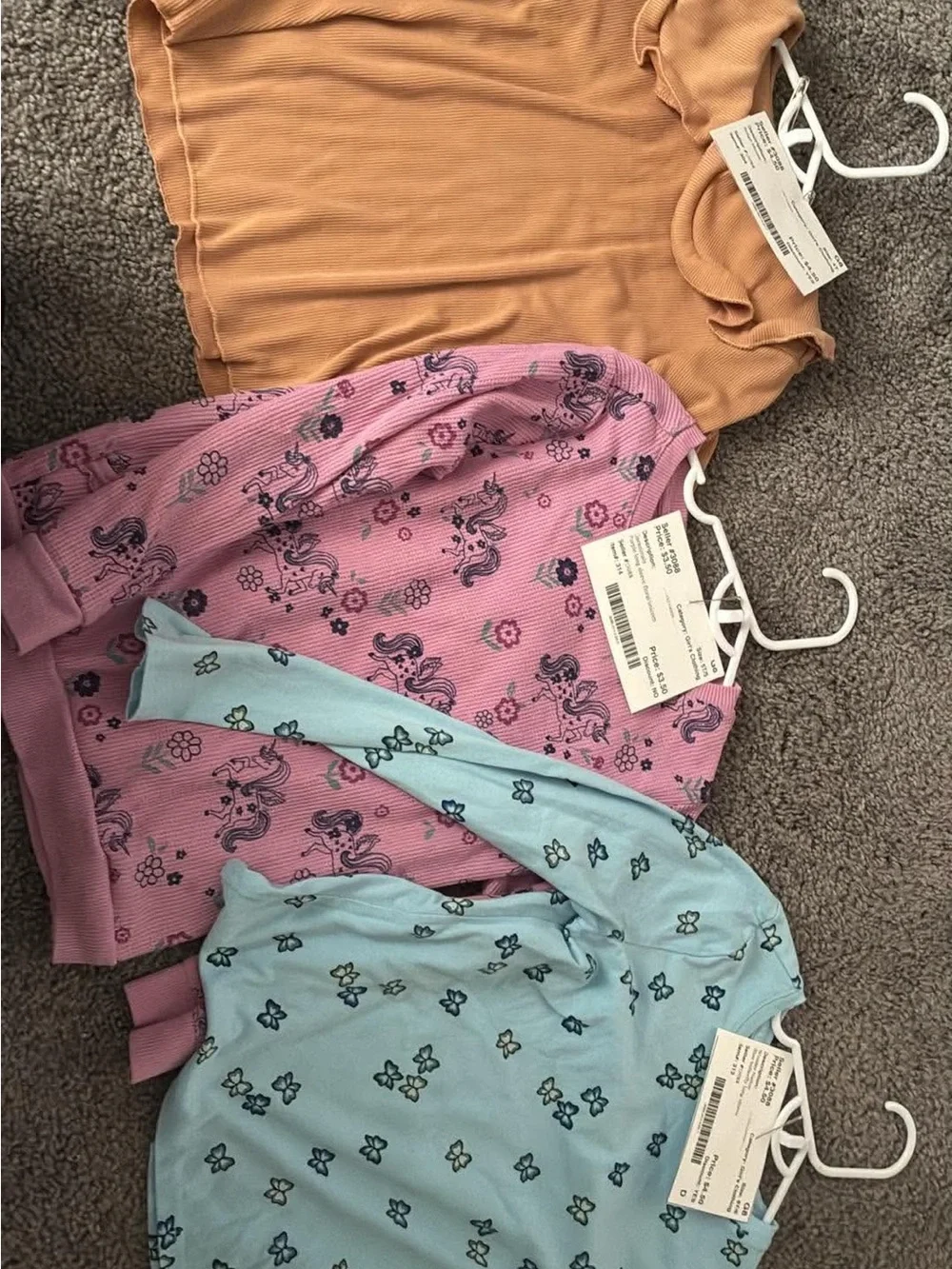 Girls Long-Sleeve Tops - Pink, Blue, Mustard